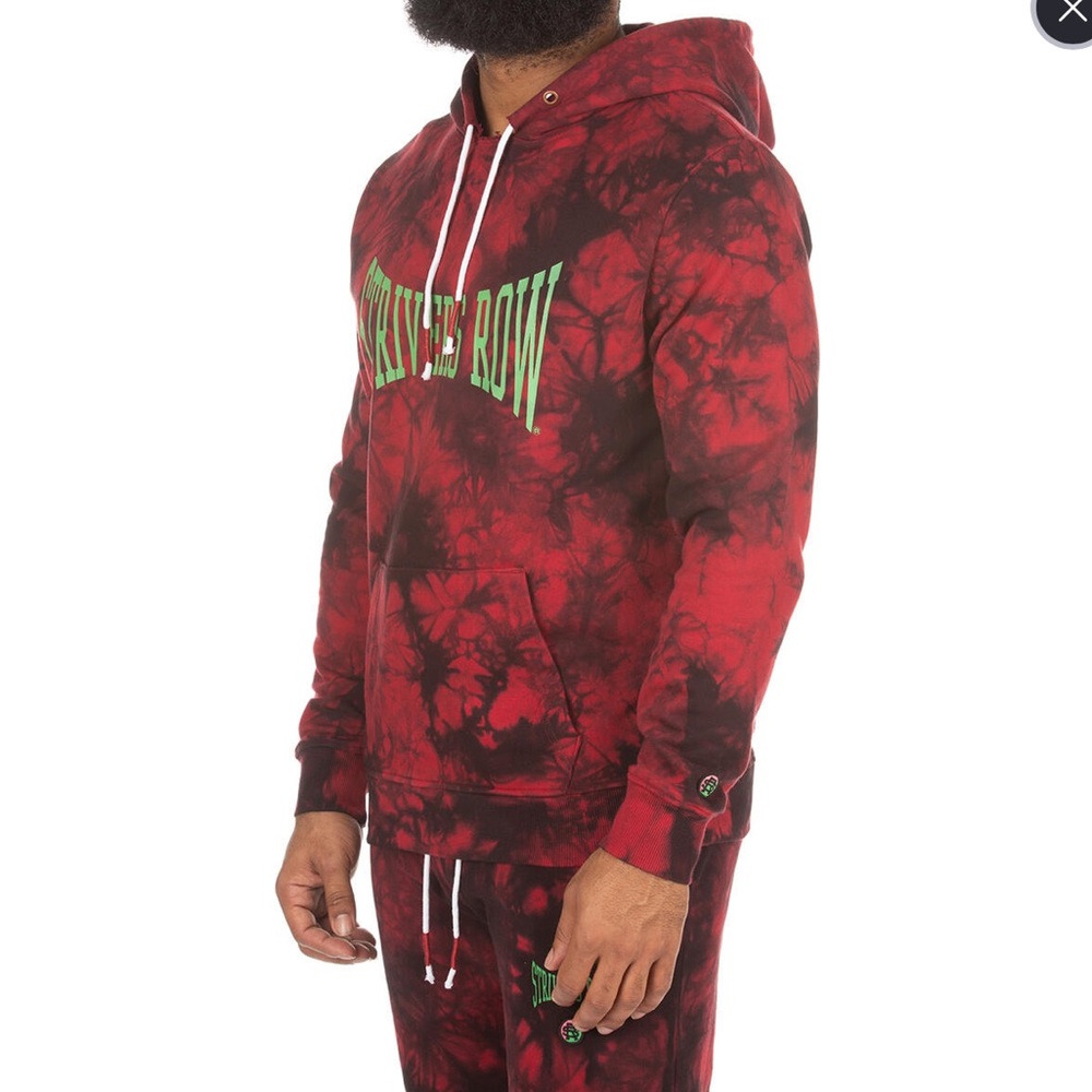 2 Piece Set Strivers Row Maroon Burgundy Tye Dye Hoodie & Sweatpants…